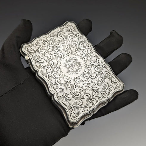 1900年 英国アンティーク 純銀製 厚型カードケース 106g